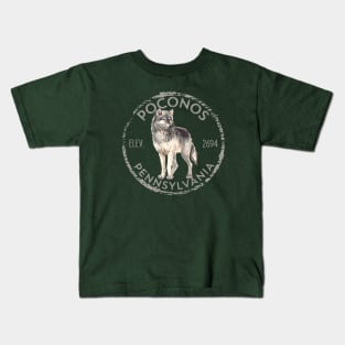 Pocono Mountains Pennsylvania Wolf Coyote Hiker Kids T-Shirt